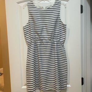 J crew blue and white striped dress 10